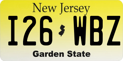 NJ license plate I26WBZ