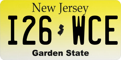 NJ license plate I26WCE