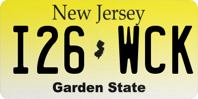 NJ license plate I26WCK