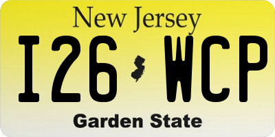 NJ license plate I26WCP