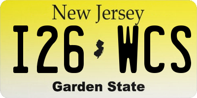 NJ license plate I26WCS