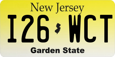 NJ license plate I26WCT