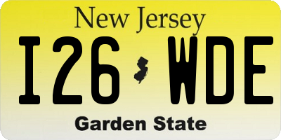 NJ license plate I26WDE