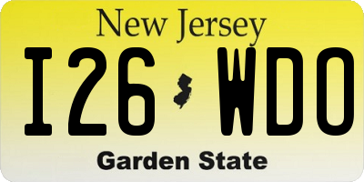 NJ license plate I26WDO