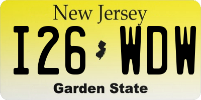 NJ license plate I26WDW
