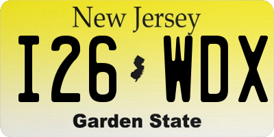 NJ license plate I26WDX
