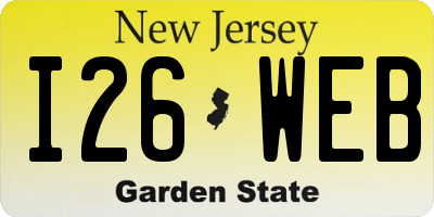 NJ license plate I26WEB
