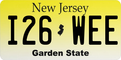 NJ license plate I26WEE
