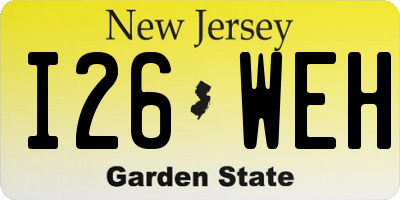 NJ license plate I26WEH