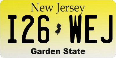 NJ license plate I26WEJ