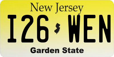 NJ license plate I26WEN