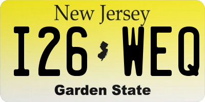 NJ license plate I26WEQ