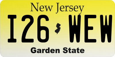 NJ license plate I26WEW