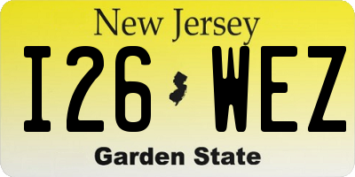 NJ license plate I26WEZ
