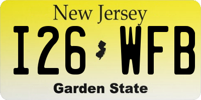 NJ license plate I26WFB