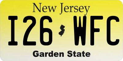 NJ license plate I26WFC