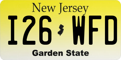 NJ license plate I26WFD
