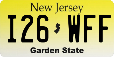NJ license plate I26WFF