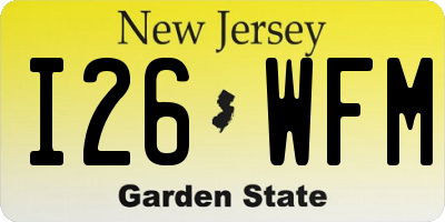NJ license plate I26WFM