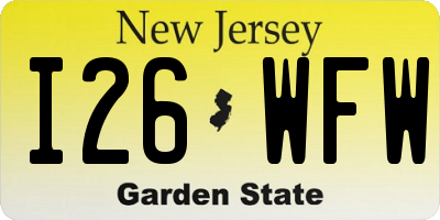 NJ license plate I26WFW