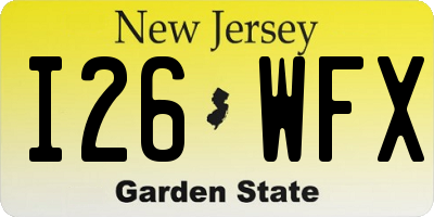 NJ license plate I26WFX