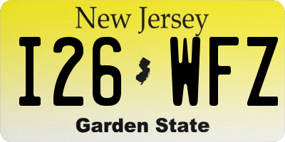 NJ license plate I26WFZ