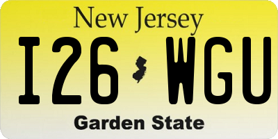 NJ license plate I26WGU