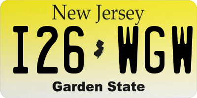 NJ license plate I26WGW