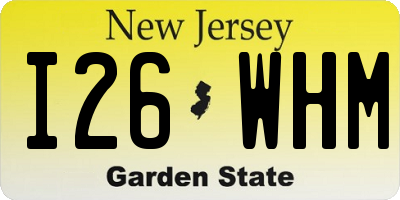 NJ license plate I26WHM