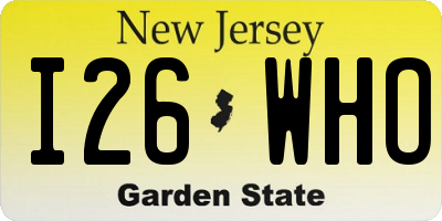 NJ license plate I26WHO