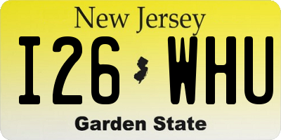 NJ license plate I26WHU