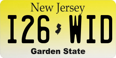 NJ license plate I26WID