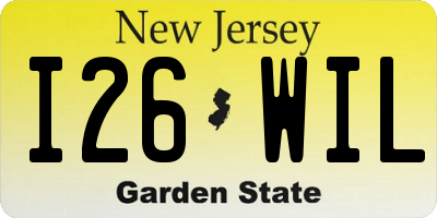 NJ license plate I26WIL