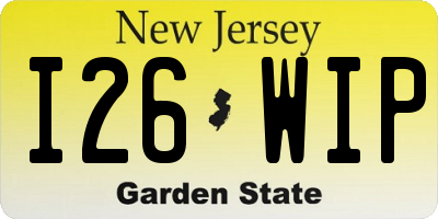 NJ license plate I26WIP