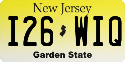NJ license plate I26WIQ