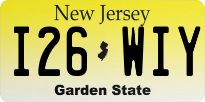NJ license plate I26WIY