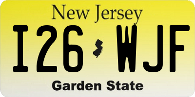 NJ license plate I26WJF