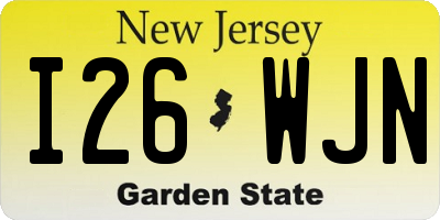 NJ license plate I26WJN