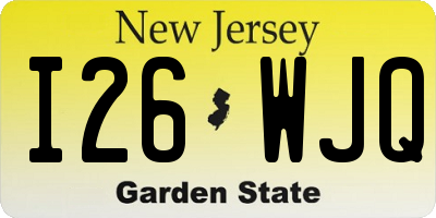 NJ license plate I26WJQ