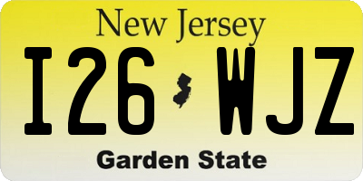 NJ license plate I26WJZ