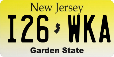 NJ license plate I26WKA