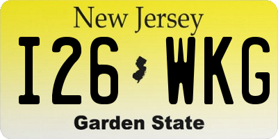 NJ license plate I26WKG