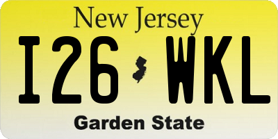 NJ license plate I26WKL
