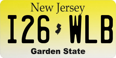 NJ license plate I26WLB