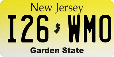 NJ license plate I26WMO