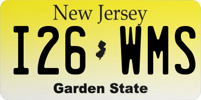 NJ license plate I26WMS