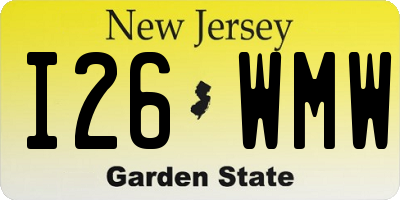 NJ license plate I26WMW