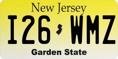 NJ license plate I26WMZ