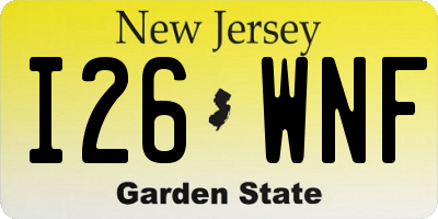 NJ license plate I26WNF