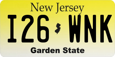 NJ license plate I26WNK